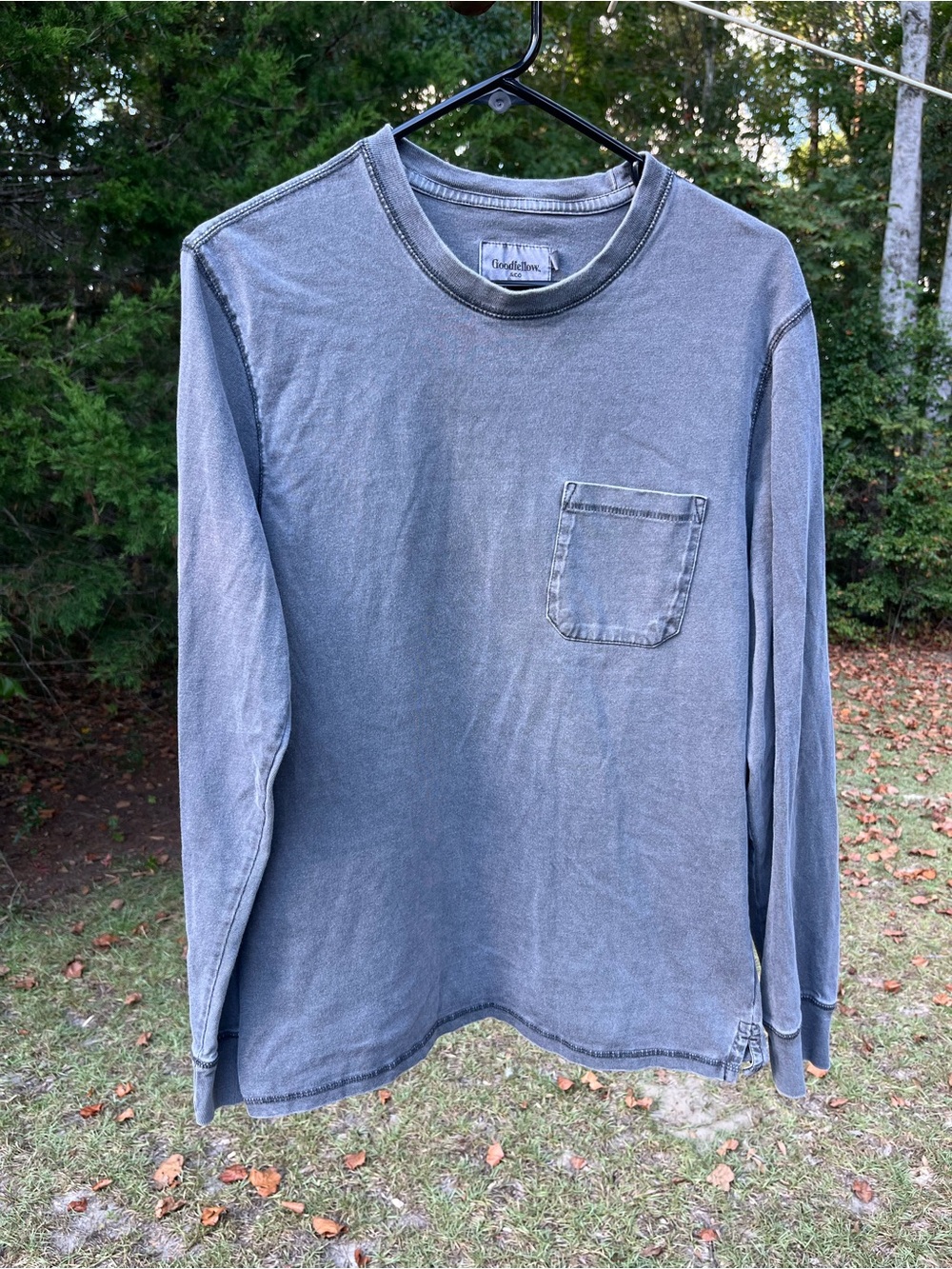 Goodfellow & Co Men’s Long Sleeve Pocket Tee - Washed Gray